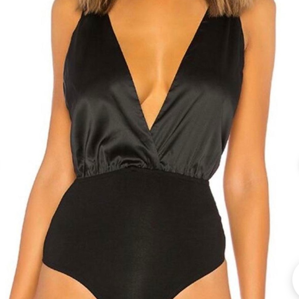 Elegant Black Plunge Bodysuit
